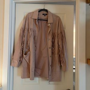Light Pink Fringe Shacket